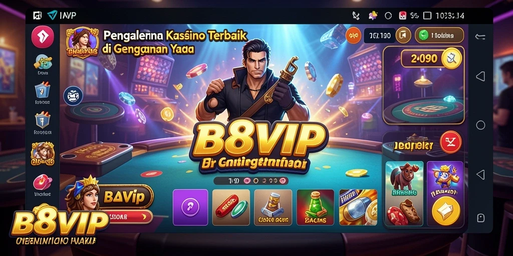 Screenshot gameplay yang menampilkan suasana kasino yang mendebarkan.
