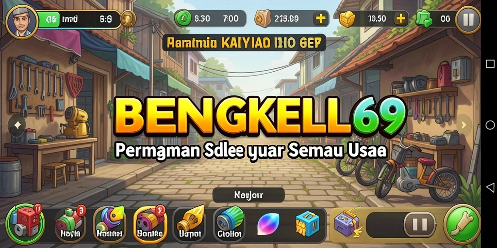 Tampilan gameplay BENGKEL69 dengan grafis menarik dan mekanisme idle yang mengasyikkan.