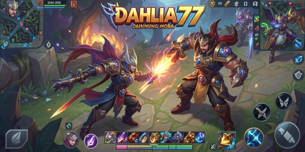 Screenshot dari gameplay seru DAHLIA77 dengan aksi pertarungan tim.