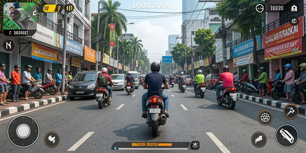 Gameplay seru JAKARTAWIN di lintasan kota Jakarta.