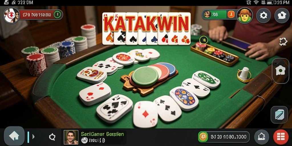 Screenshot gameplay KATAKWIN yang menunjukkan serunya bermain gaple.