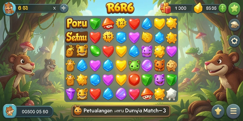 Tampilan gameplay menarik dalam game Match-3 R6R6.