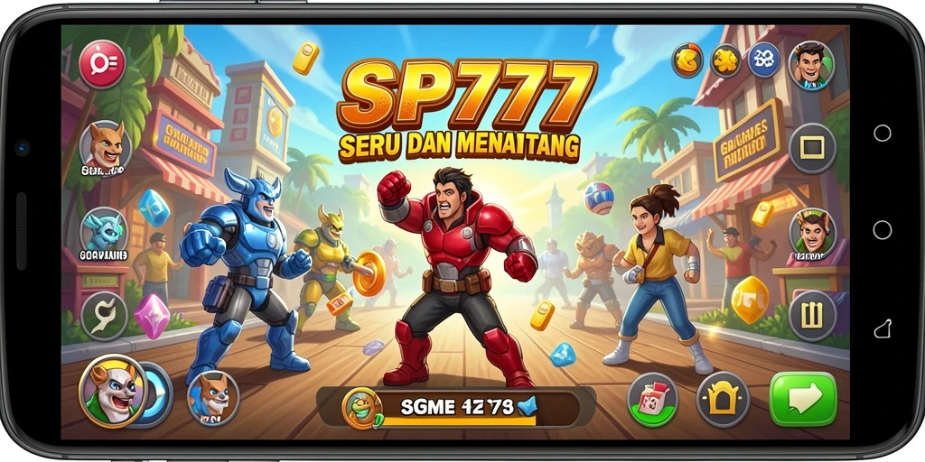 Screenshot SP777 menampilkan gameplay arcade yang menyenangkan dengan grafis cerah.
