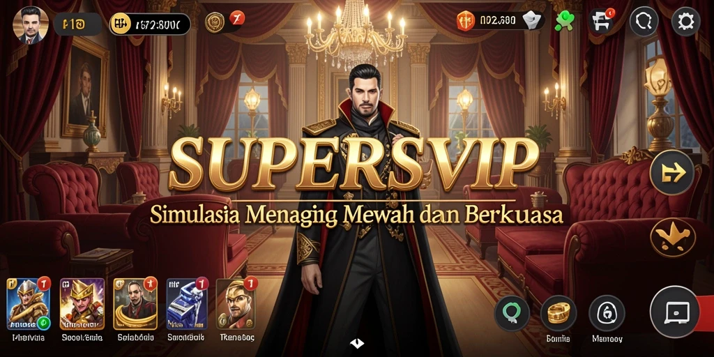 Tampilan gameplay <strong>SUPERSVIP</strong> yang menarik dalam simulasi kehidupan mewah.