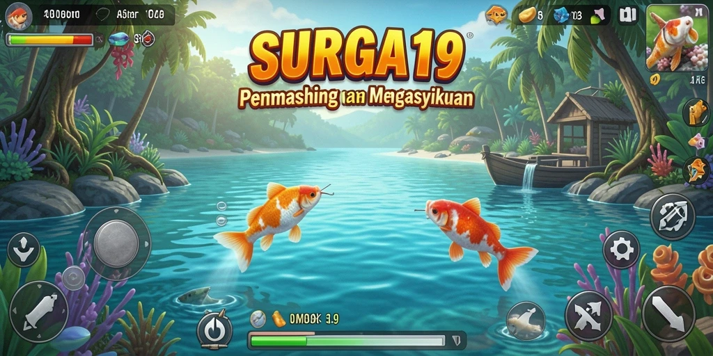 Gameplay SURGA19 yang menarik dan seru saat memancing.